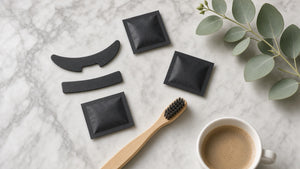 Charcoal whitening strips met bamboe tandenborstel